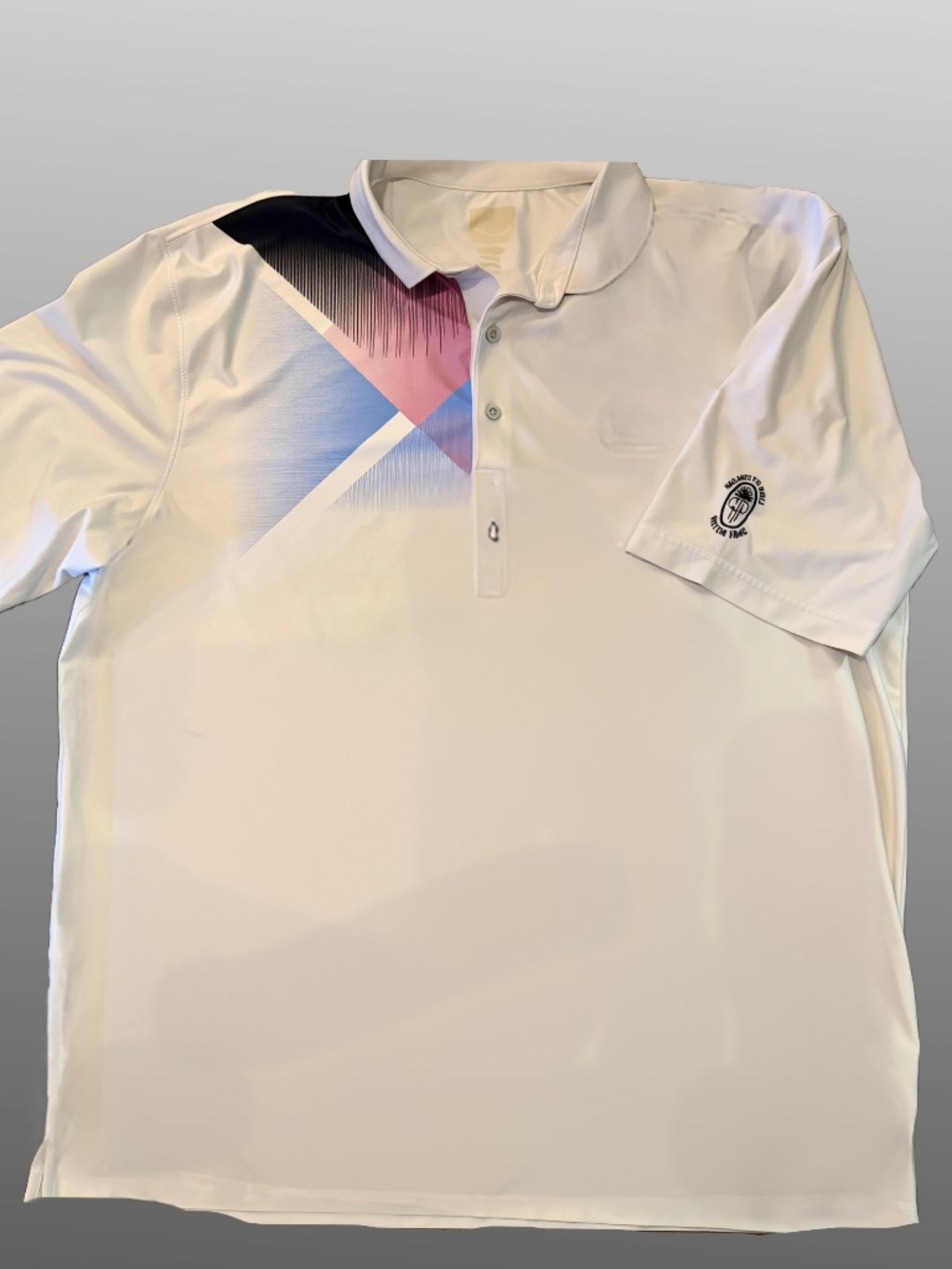 Men’s Performance Golf Polo Shirt White Geometric Athletic Lightweight XXL - Picture 2 of 6